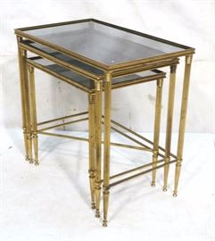 Lot 467 Set Italian Brass Framed Nesting Table Set. Bras
