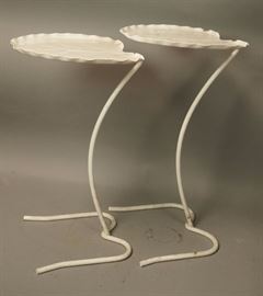 Lot 711 2 Pc SALTERINI Style White Nesting Leaf Tables. C