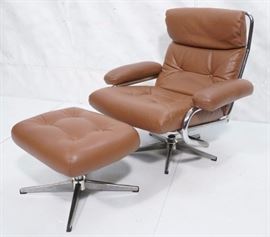 Lot 719 2 pc Contemporary Chrome Tube Frame Lounge Chair 