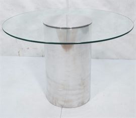 Lot 720 PAUL MAYAN Aluminum Column Glass Top Dining Table