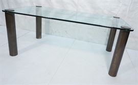 Lot 721 Large Thick Glass Top Modern Dining Table