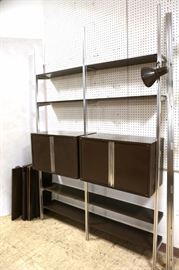 Lot 723 Aluminum Brown Painted Wood Shelf Wall Unit 2 Cab