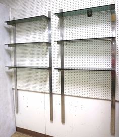 Lot 724 Pr Stainless Upright Wall Mounted Shelves. Wall u