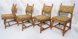 Lot 730 Set 4 McGuire style Rattan Side Dining Chairs. Mi