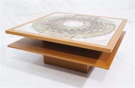 Lot 734 Square Tile Top Danish Teak Coffee Table 2 Tiers 