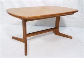 Lot 736 Danish Modern Rounded Oval Teak Dining Table. Dou