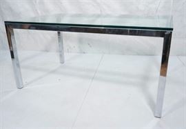 Lot 743 Chrome Frame Glass Top Modern Dining Table. Thick