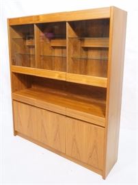 Lot 748 Large Danish Modern Teak China Cabinet 2 part des