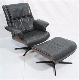 Lot 760 Plycraft Style Lounge Chair and Ottoman. Black le