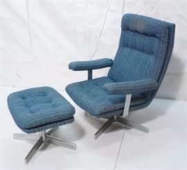 Lot 761 Modernist Chrome Base Lounge Chair  Ottoman. INT