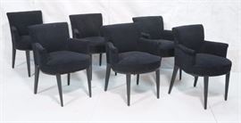 Lot 772 Set 6 Modern Black Arm Side Chairs. Ebonized tape