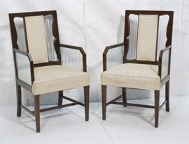 Lot 775 Pr Grosfield House Tall Back Wood  Lucite Chairs