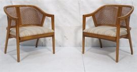 Lot 776 Pr Cane Barrel Back Modern Lounge Chairs. Dunbar 