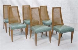 Lot 779 Set 6 Modern Tall Back Caned Dining Side Chairs. 