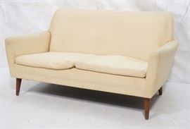Lot 785 Danish Modern Love Seat with Tapered Peg Legs. Sl