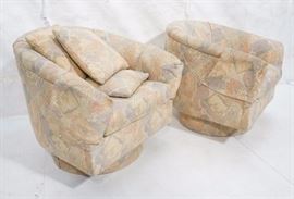 Lot 788 Pr Barrel Back Swivel Lounge Arm Chairs. 