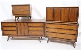 Lot 799 3pc American Modern Walnut Bedroom Furniture. Hig