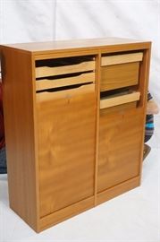 Lot 804 Danish Teak Two Tambour Door Cabinet. One side wi