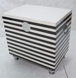 Lot 812 Black  White Decorator Storage Trunk. Striped vi