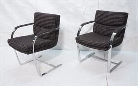 Lot 827 Pr PREVIEW Heavy Wide Chrome Arm Lounge Chairs. B