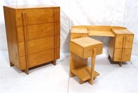 Lot 834 3pc HEYWOOD WAKEFIELD Style Blond Maple Bedroom S