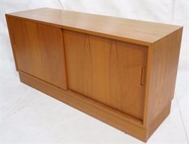 Lot 840 Danish Modern Teak Low Credenza Cabinet Sliding D