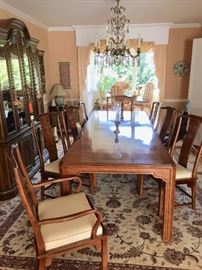 HERITAGE dining room table, buffet , sideboard.  Rug not for sale