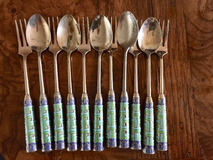 Enamel forks, spoons