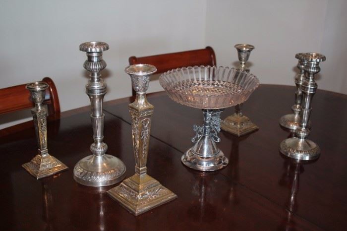 Assorted Candlesticks and Decorative Bowl