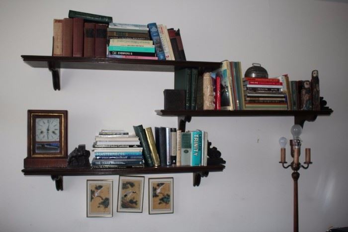 Clock,  Shelves, Books, Floor Lamp