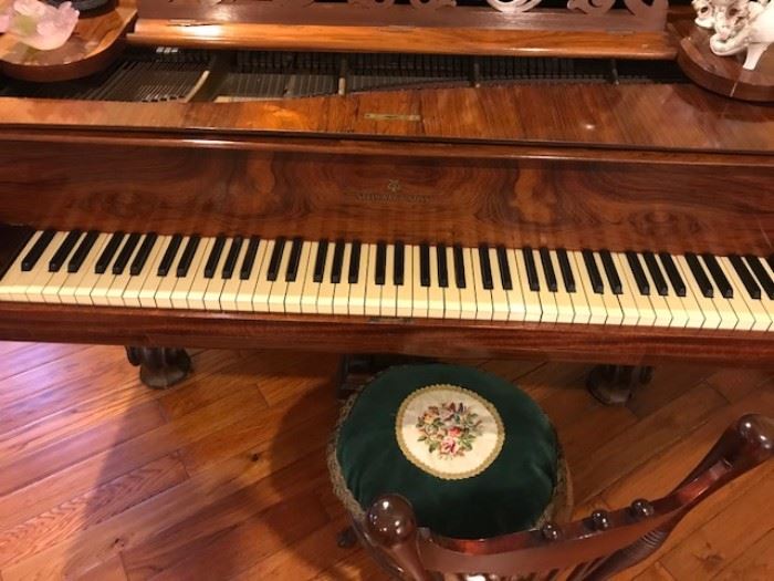 Beautiful Late 1800's Steinway Grand Piano with Ornate, Rosewood case