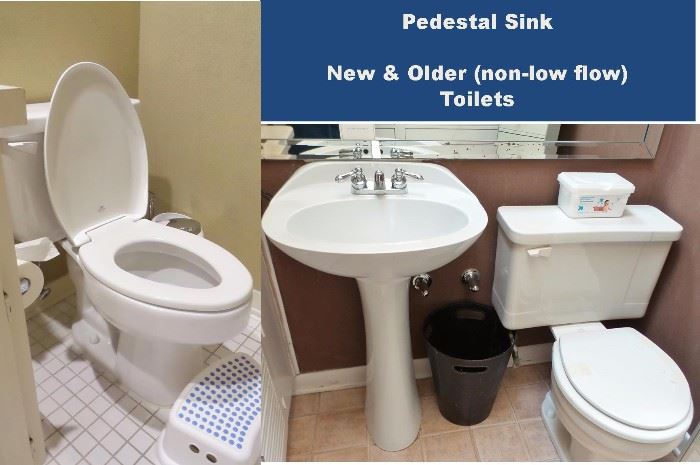 Toilets, vanities, pedistal sinks, mirrors