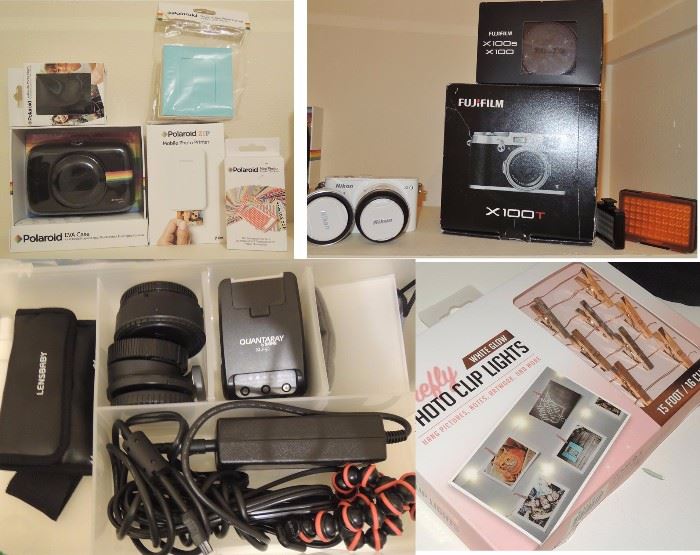 Camera Equipment.  Fuji X100 (2), Poloroid components, accessories, t ripod, filters, etc.