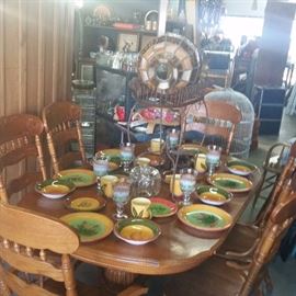 Beautiful Dining Table and 6 Matching  Chair Set
Holiday Dishes 
Hanging Glass Lamp Shades