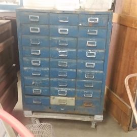 27 Drawer Metal Storage Bin ... 1950's Industrial 