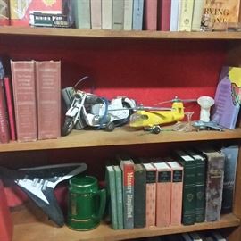 UFO ceramic Guitar
Tin Motercycle
Tin Helicopter
some First Editions and other interesting Topics