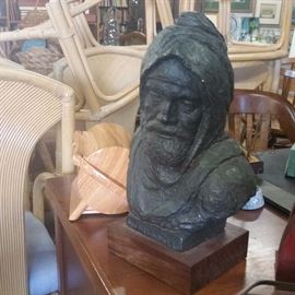 Bust of a Tortured Inspirational  Genius ... Michaelangelo 
plus some really nice Wicker wrapped chairs ...
