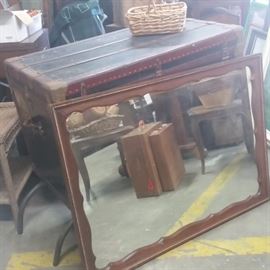 Large Mirror
Large Sweedish? Sea Trunk
Reflection ... Flatware in boxes and more Wicker baskets