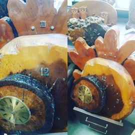 Vintage tree trunk clock - Wall clock - Slab wood wall clock
