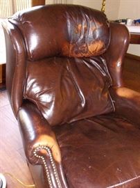 Two Leather recliners nail head trim(one is distressed)