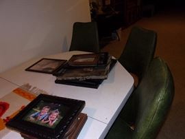 Vintage table formica top with 6 green chairs