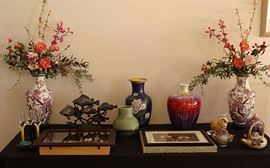 Several pieces of Cloisonne and other fine Asian decor