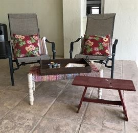 The chairs and red bench sold.