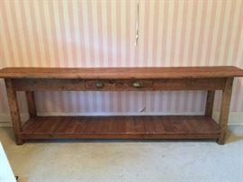 c.  1840's school desk from South Georgia with children's wear patterns everywhere--carved names in surface and foot wear on stretcher.  