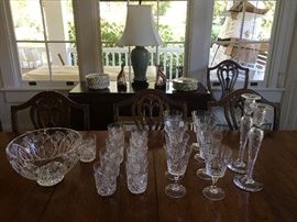 American Brilliant cut glass as well as Waterford.  The large bowl is signed by Waterford's major cutter, Michael Vereker.