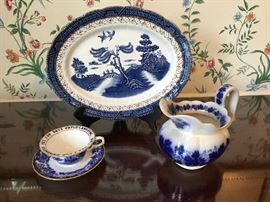 Antique flow blue, well, except for the platter.