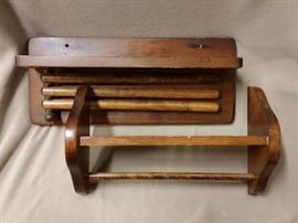 Wooden shelves and racks