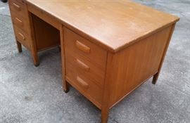 Vintage Mid-Century Modern Business Desk - VERY HEAVY - Side View