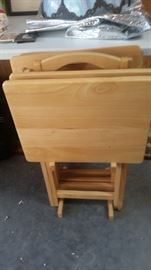 Solid wood TV tables.  Great for laptops.