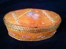  Birch Bark Quillwork Basket American Flag